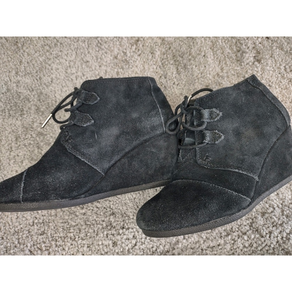 Toms Kala Hidden Wedge 10014135 Booties Shoes Women's Size US 7 Black‎ Suede